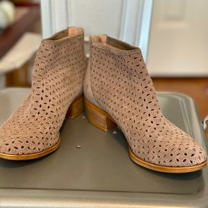 Lucky Brand, size 7 1/2, perforated suede bootie. This bootie has a 1.5inch heel